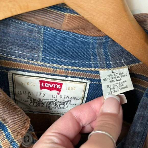 Levi's Brown & Blue Plaid Button Down - Picture 3 of 3